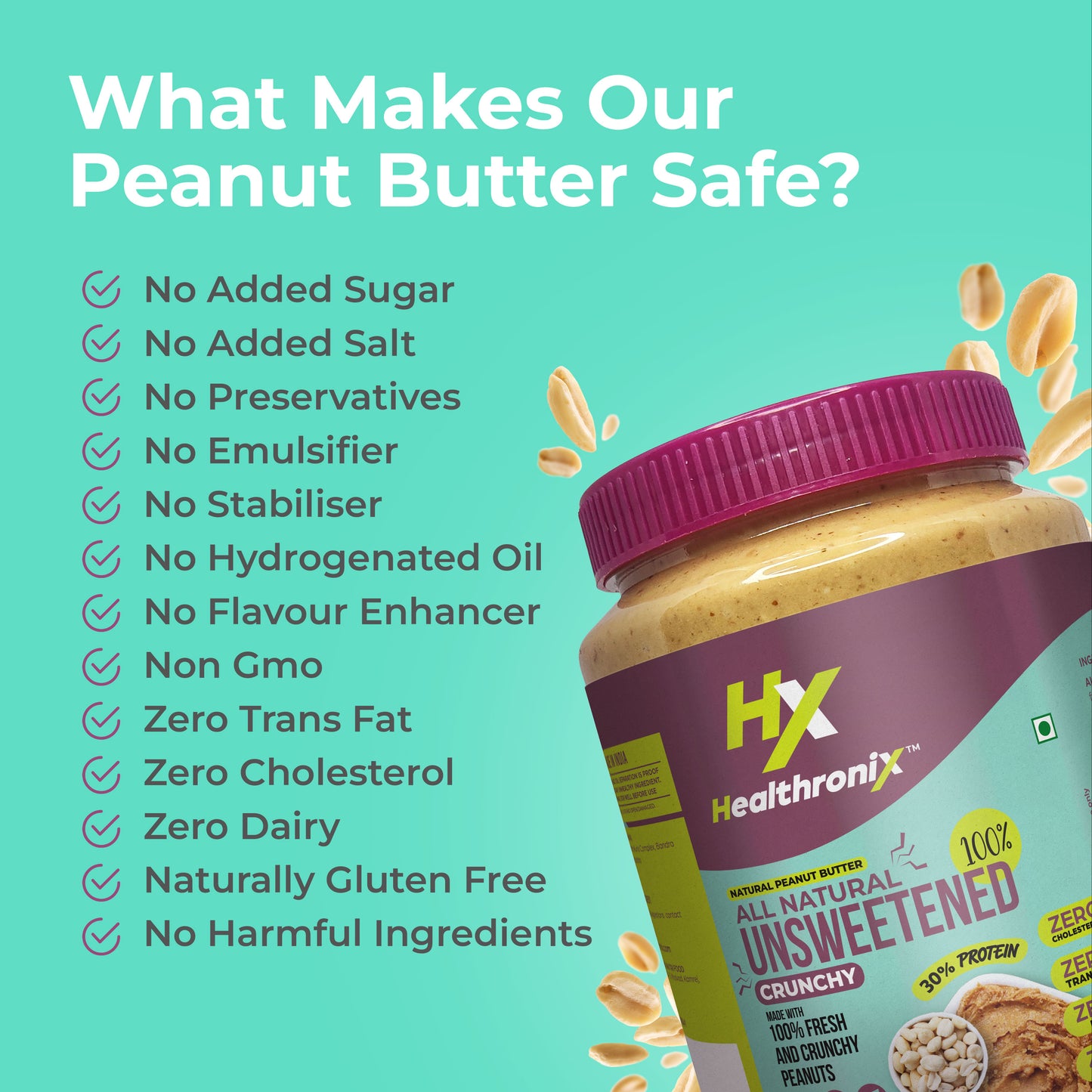 Peanut Butter (Natural- Unsweetened Crunchy)